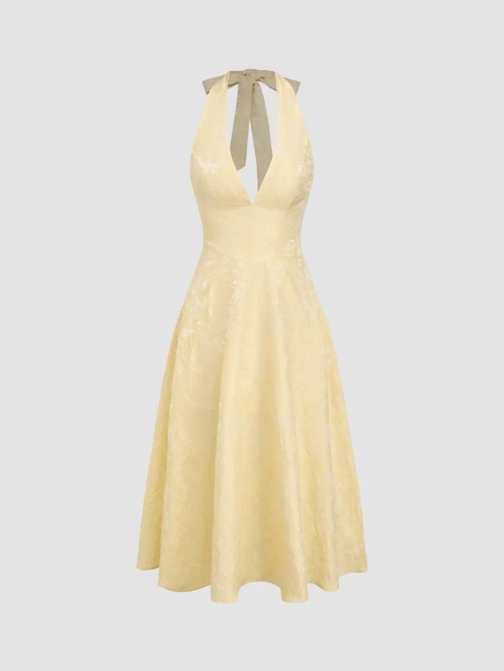 CIDER NWT SZ 0 BUTTER YELLOW HALTER JACQUARD DRESS